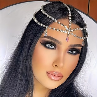 2025 Cross-Border New European and American 1 Piece Fashionable Multi-Layer Shiny Rhinestone Forehead Chain Cross-Border Dropshipping