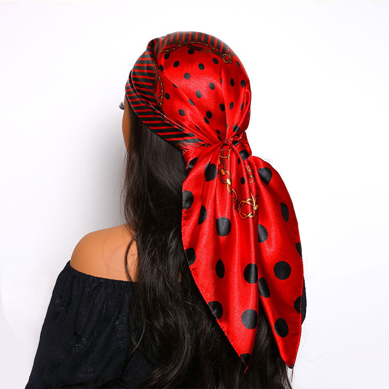 Polka Dot Silk Square Scarf Stylish Professional Neck Accessory_voghion.com