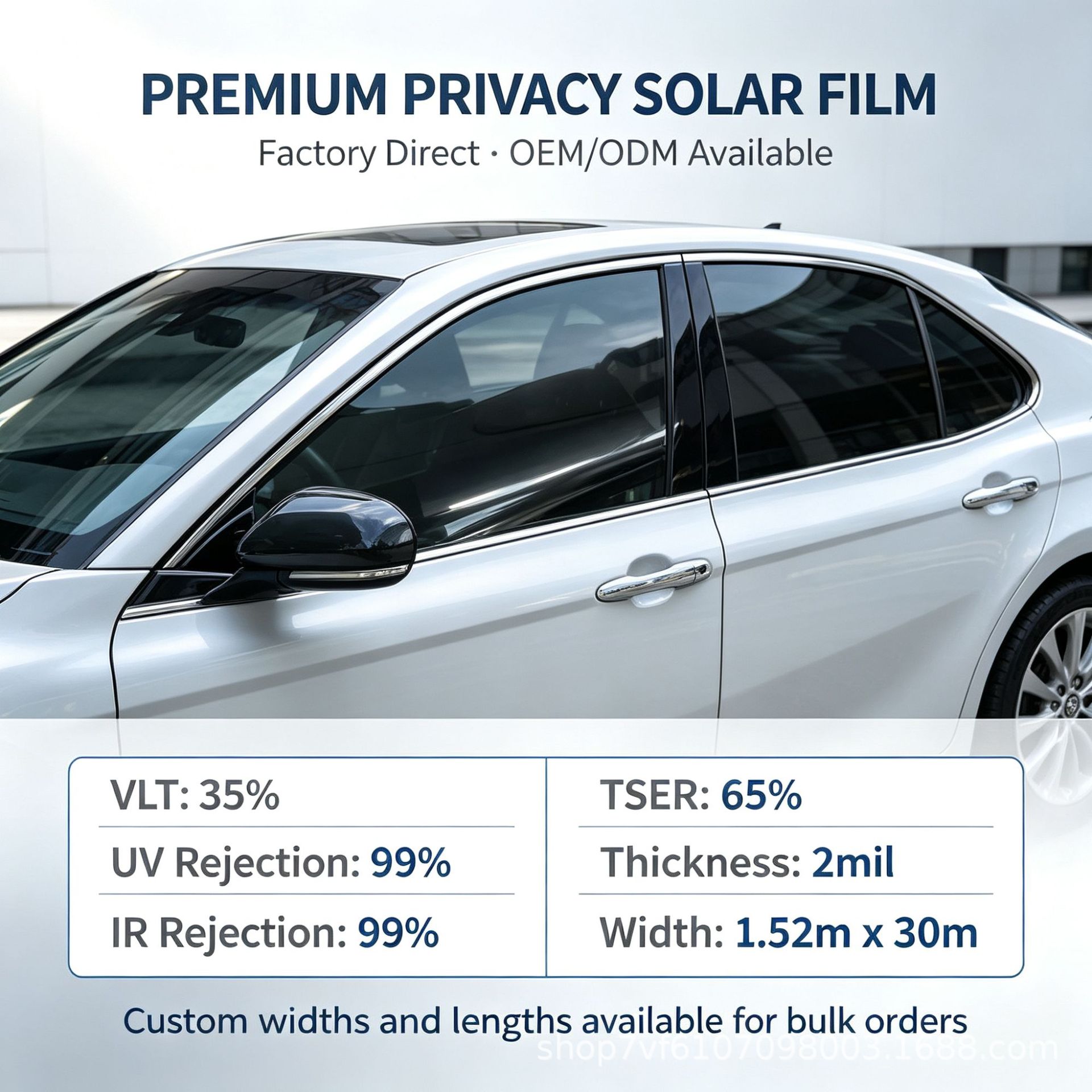 Ultra-high-definition magnetic sputtering automotive glass heat insulation film, IRR99%, 1.52m*30m, factory wholesale