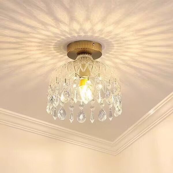 French-Style Glass Chandelier American-Style Restaurant Light Luxury Creative Bedside Crystal Small Chandelier Corridor Aisle Entrance Foyer Light