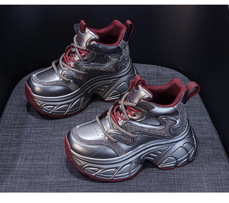 Giày sneaker nữ đế dày tăng chiều cao 9cm phong cách hot trend 2026 — Lớp lót đơn màu tím M2695, M2695- 1m màu cộng với nhung, Lớp lót đơn màu M 2695m, M2695-1 nâu cộng với nhung chi tiết 37
