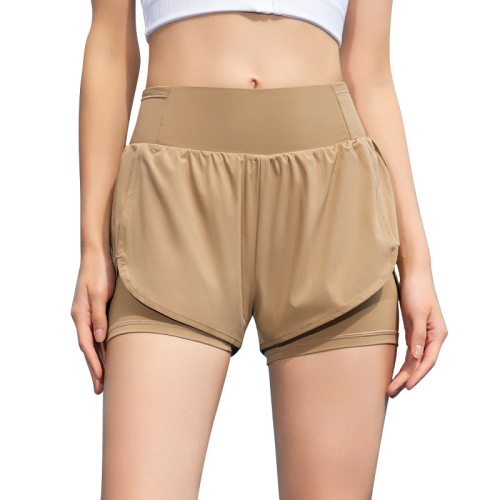 Summer New Color Blocking Two-Piece Yoga Shorts for Women Loose Non-Slip Three-Pocket Breathable Quick-Dry Sports Shorts