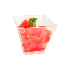 ミニ台形ムースカップ プリンカップ デザートカップ 蓋付き 正方形 プラスチック PS 透明 ストロベリーカップ