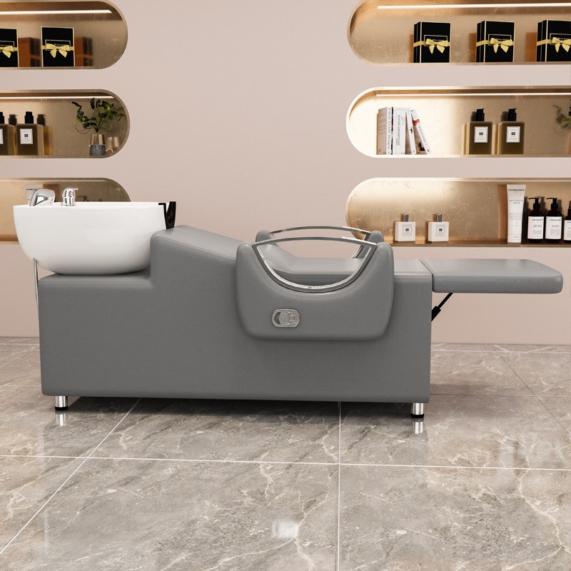 Cama de lavado de cabello medio reclinada pie plegable lavabo cama de lavado de cabello salón de teñido de cabello cama de lavado de cabello barbería lavabo cerámica cama de lavado de cabello