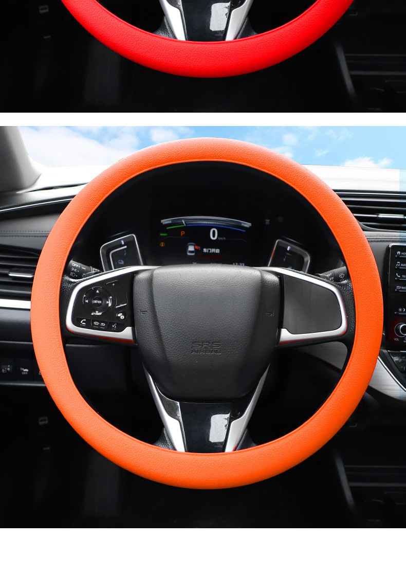 Car Silicone Steering Wheel Cover Universal Macaron Color Fashionable Sweat-Absorbent Anti-Slip Handle Cover Four-Season Thin Soft Car Use