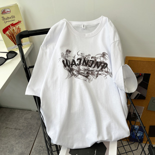 Summer Heavy Cotton Short-sleeved T-shirt Men's Instagram Popular Brand American Style Street Loose All-match Half-sleeved T-shirt Top Clothes