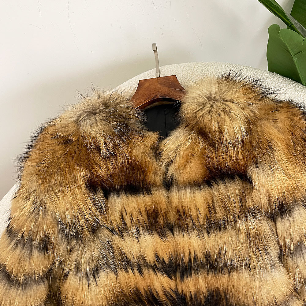 Women's Winter Real Fox Fur Coat Short Thick Warm Fashionable Jacket_voghion.com