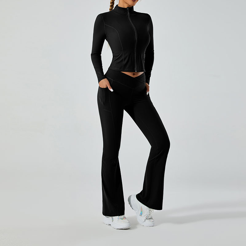 Simple Style Sports Solid Color Nylon Zip Collar Tracksuit Vest Leggings display picture 59