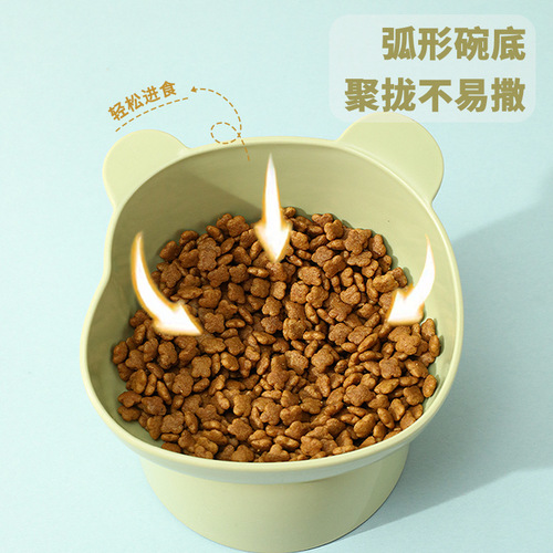 Nordic Style Tilted Tall Panda Cat Bowl Wholesale Plastic Cartoon Neck Protector Anti-Tip Pet Bowl Pet Food Dishes
