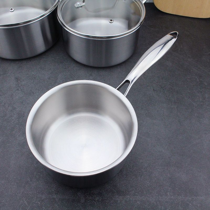 COOKONE18 / 10 acero inoxidable estilo alemán de acero grueso de cinco capas de leche de leche caliente para fideos hervidos de un solo mango sin recoger la estufa
