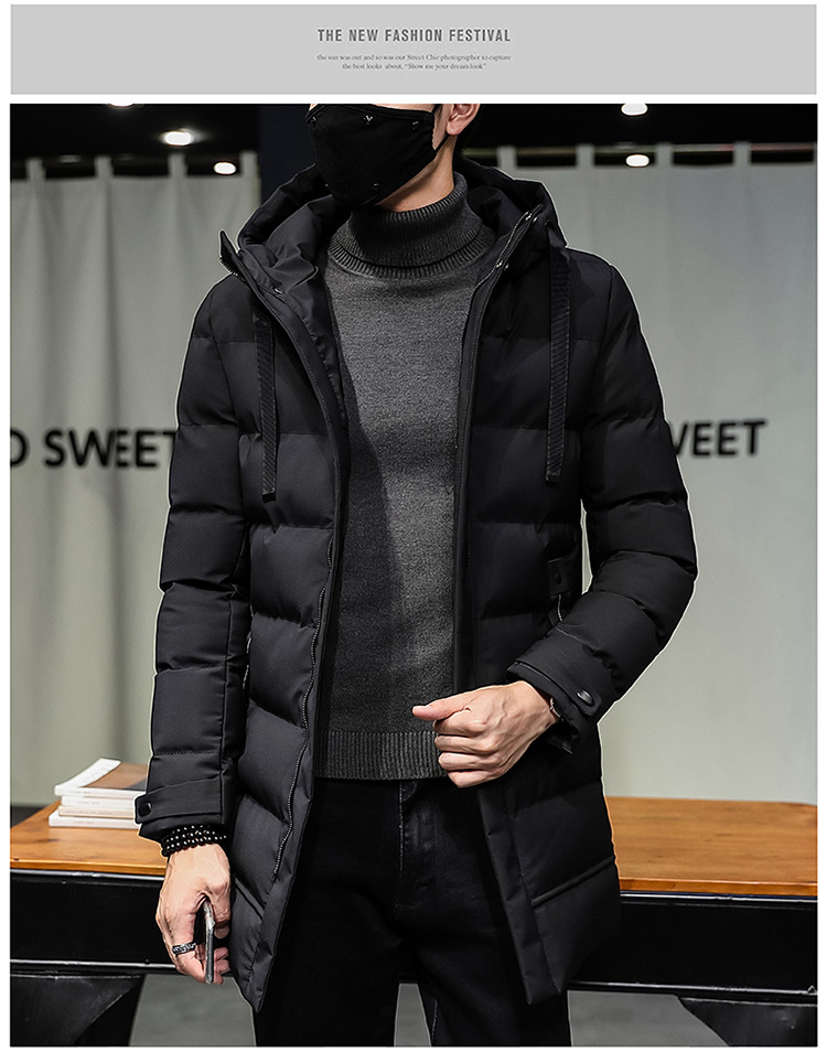 Hooded Thickened Cotton-padded Men's Medium And Long Cotton-padded Jacket Men's Large_viptrois.com