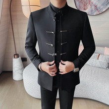 2025新款中山装西装外套青年国风新郎结婚礼服修身韩版痞帅西服男