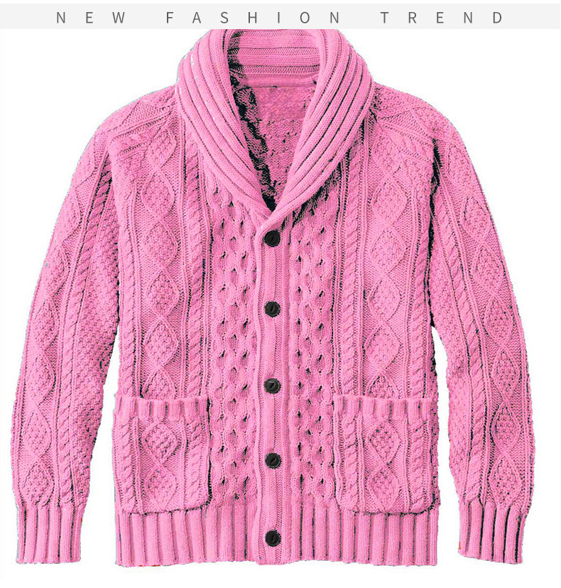 New minimalist fashionable knitted turtleneck cardigan, spring and autumn casual sweater, men's shirt, solid color, long_voghion.com