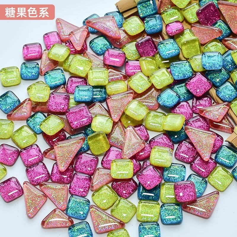200克diy多元闪粉马赛克集合水晶自由石玻璃儿童手工材料颗粒|undefined