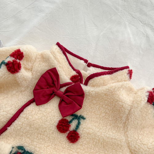 Winter Baby Outfit  Newborn Girl's Onesie with Fleece Warm Bodysuit Diaper Cover for Girls Winter