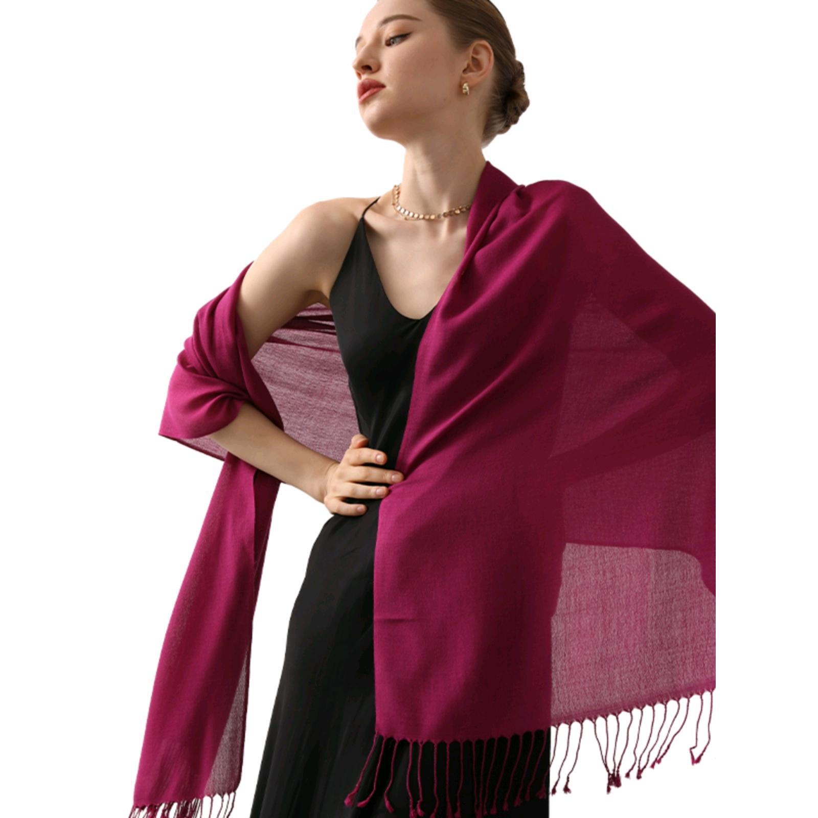 Chal de aire acondicionado de lana Decaijia para mujer, calidez de primavera y verano, bufanda de gama alta de color sólido de todo fósforo, bufanda de aire acondicionado de oficina