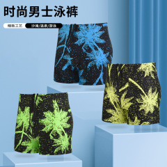 Summer New Men's Beach Swim Trunks Anti-Embarrassment Trendy Fashion Quick-Drying Printed Straight Leg Swim Gear Set