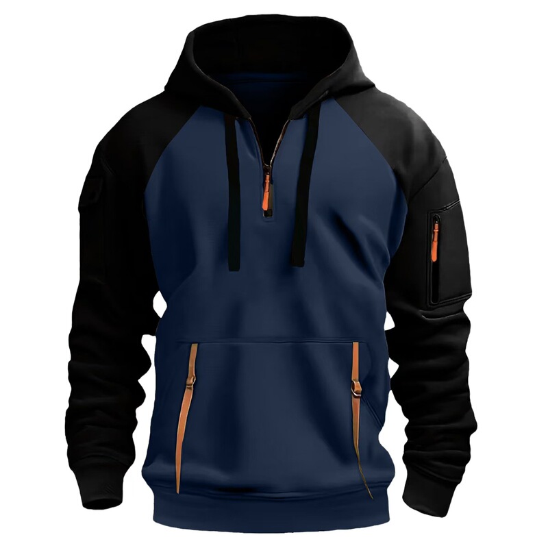 2025 New Men's Color-Blocked Sweatshirt Hoodie Casual Sports Jacket Zipper Cardigan