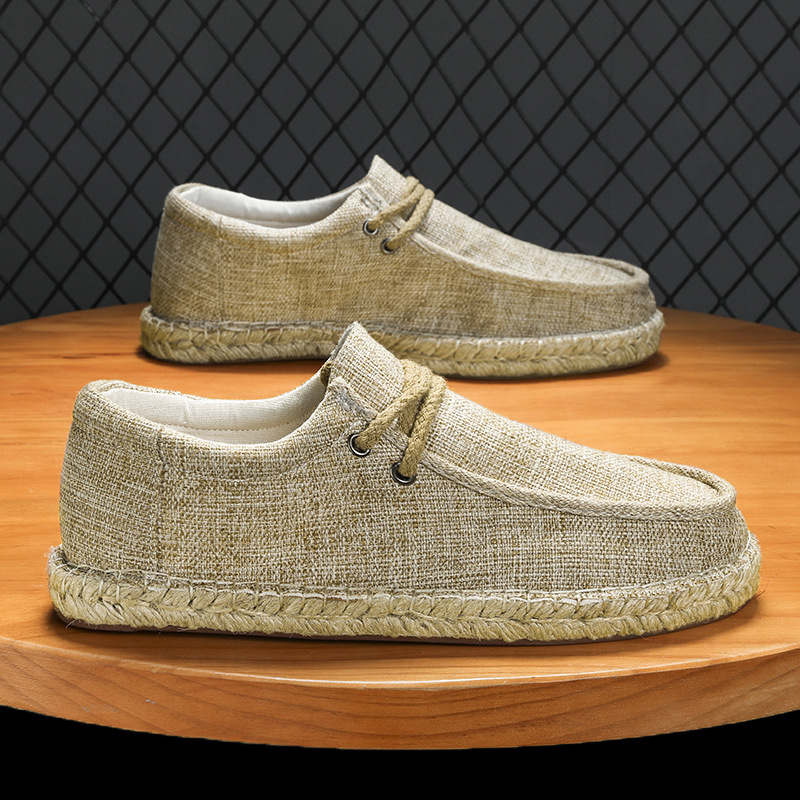 No Stinky Feet Linen Men's Shoes Straw Fisherman's Shoes Men's Summer Canvas Shoes Casual Old Beijing Hemp Sole Fashionable Cloth Shoes