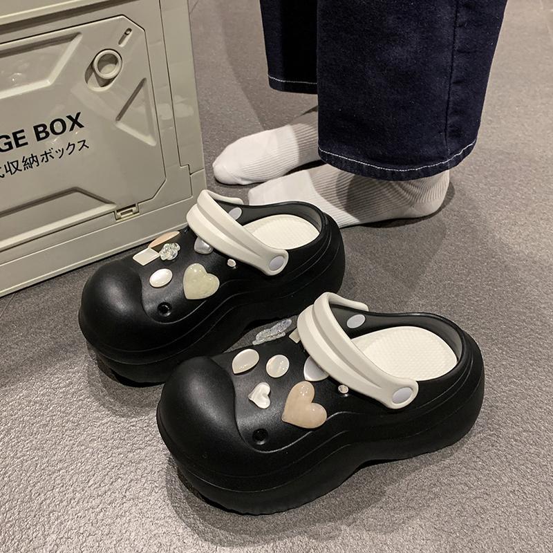 Zapatos con agujeros para mujer verano nueva moda casual zapatos de jardín antideslizantes playa Baotou arrastre transpirable zapatillas de marea de suela gruesa