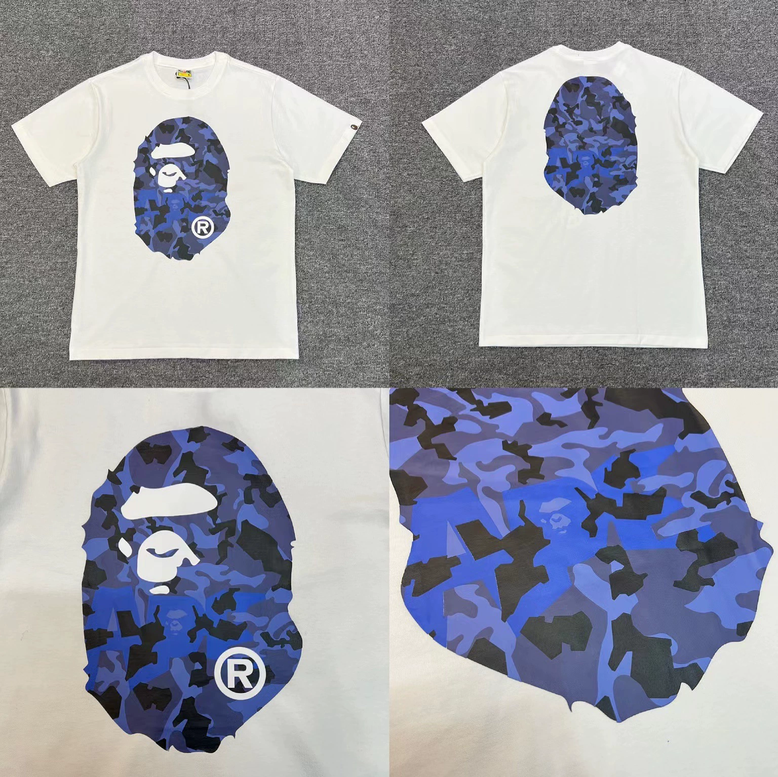 Стильный брендовый топ BAPE с половинными рукавами TEE для мужчин и женщин, камуфляж голова обезьяны, высокого уровня, свободный крой, короткий рукав