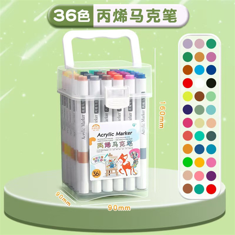 Marcador de acrílico al por mayor pintura de arte infantil impermeable laminado acrílico cepillo 48 color acrílico DIY Goka pluma