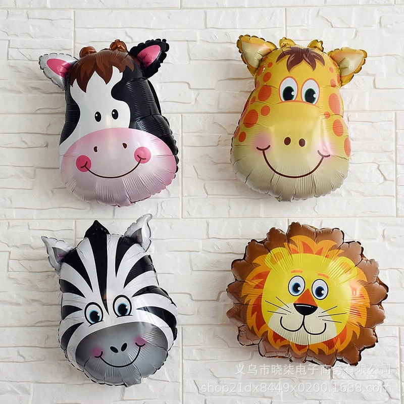 Мультфильм воздушный шар алюминиевая пленка мультфильм воздушный шар оптом мини-средний голова животного Тигр обезьяна алюминиевая пленка мультфильм воздушный шар