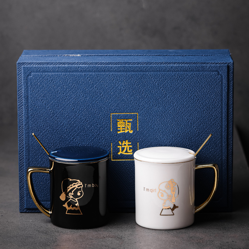 Matrimonios de boda tazas de cerámica tazas de pareja tazas de mano de regalo de regalo bolsas de regalo tallado nombre