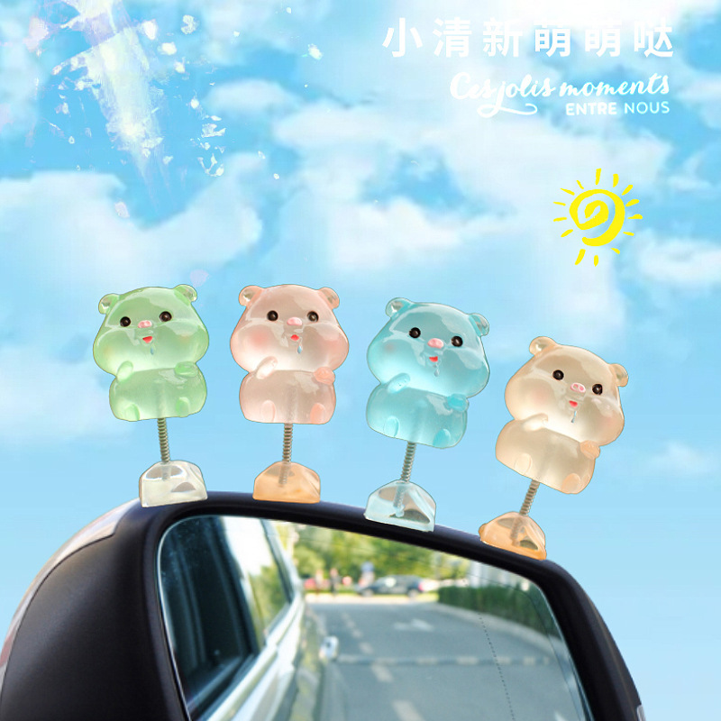 Decoración de coche creativo luminoso cerdito niña coche consola central mini decoración de coche decoración de coche
