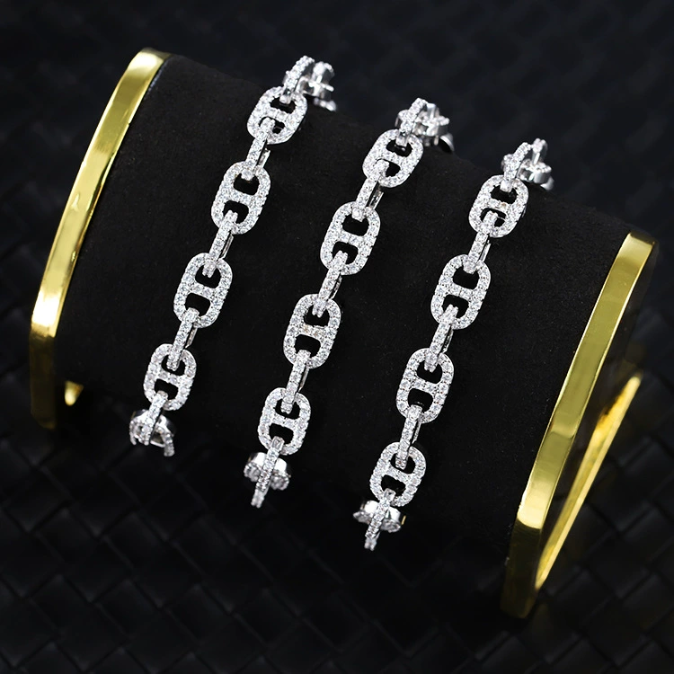 Хит продаж: трансграничный браслет из серебра S925 с муассанитом, кубинский браслет «свиной нос», легкая роскошь, высококачественные модные ювелирные украшения