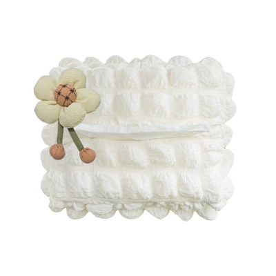 Puff-style car tissue box, Car tissue box/set - light-yellow-floral-puff-tissue-box