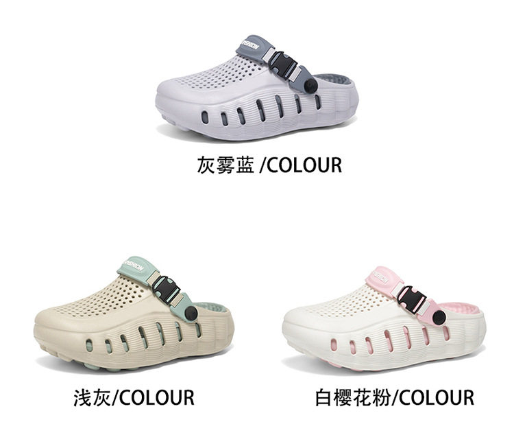Dép sục trẻ em lỗ thoáng siêu êm, hai kiểu quai, chống trượt đi biển và ngoài trời — 919 cam trắng, 919 hồng hoa anh đào trắng, 919 xanh sương mù, 919 xám nhạt xám đậm chi tiết 6