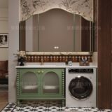 Французская напольная стиральная машина на балконе, встроенная комбинация шкафов для ванной комнаты, умывальник для ванной комнаты в американском стиле ретро