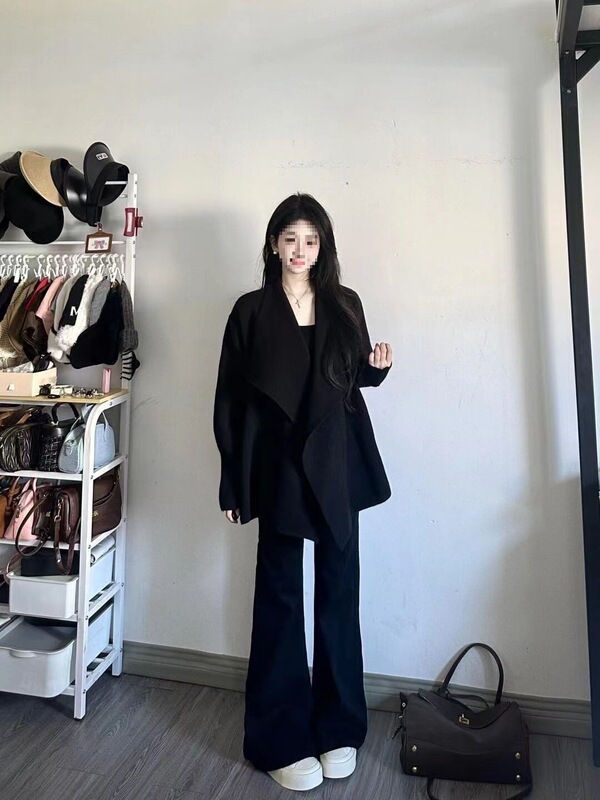 套装女春季新款法式感翻领针织毛衣开衫高腰显瘦休闲长裤|undefined
