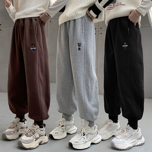 Girls' sports pants winter children's fleece-lined integrated spring and autumn pants new large children's pants pants 2024 thick