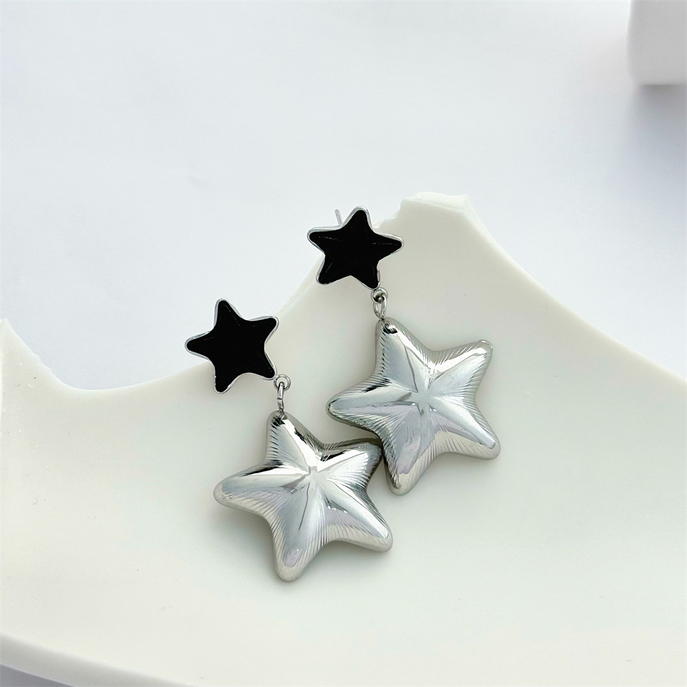 1 Pair Star Retro 304 Stainless Steel Drop Earrings display picture 6