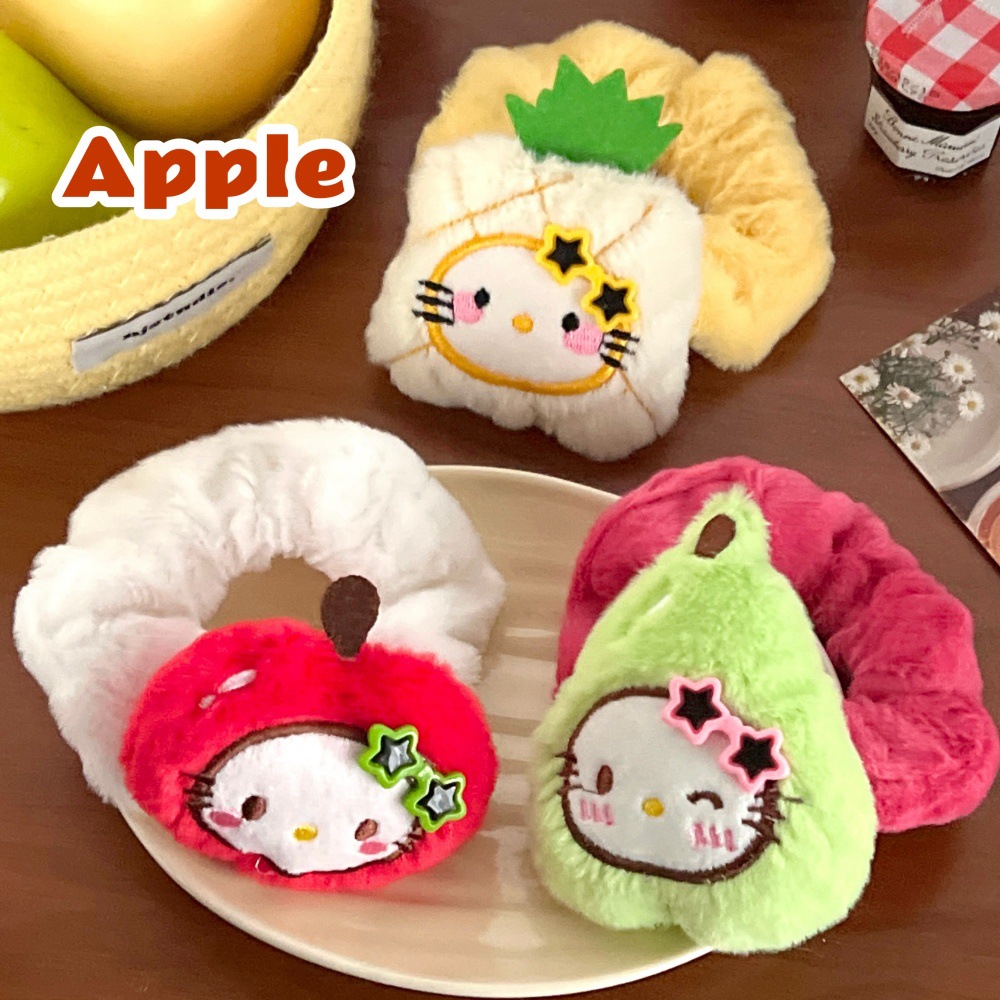 Creativa fruta gatito muñeca intestino anillo de cabello chica muñeca diversión joyería de cabello detrás de la cabeza de la cola de caballo joyería de cabello