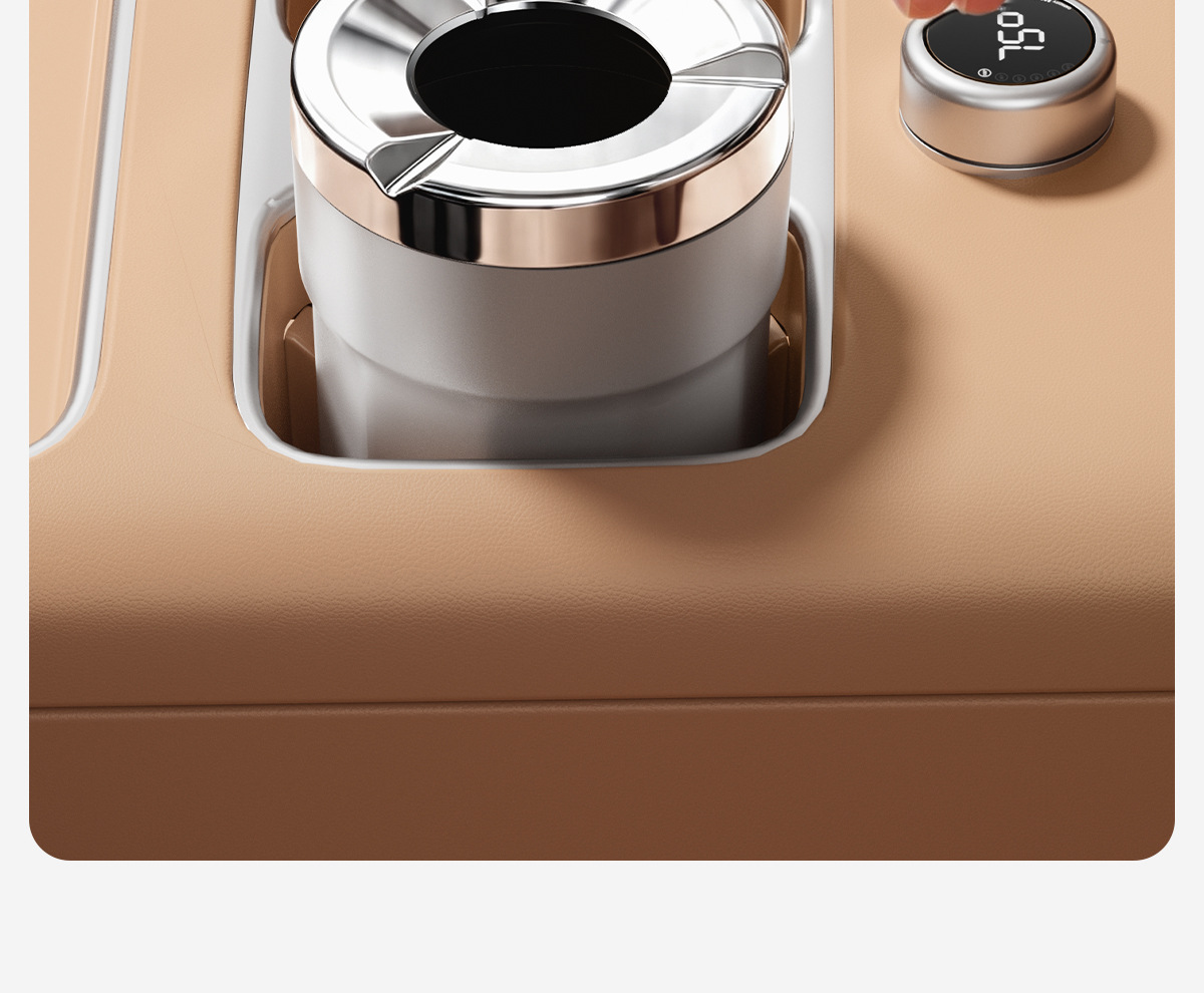 High-end and classy car ashtray with ceramic liner, automatic smoke extinguishing, car interior accessory