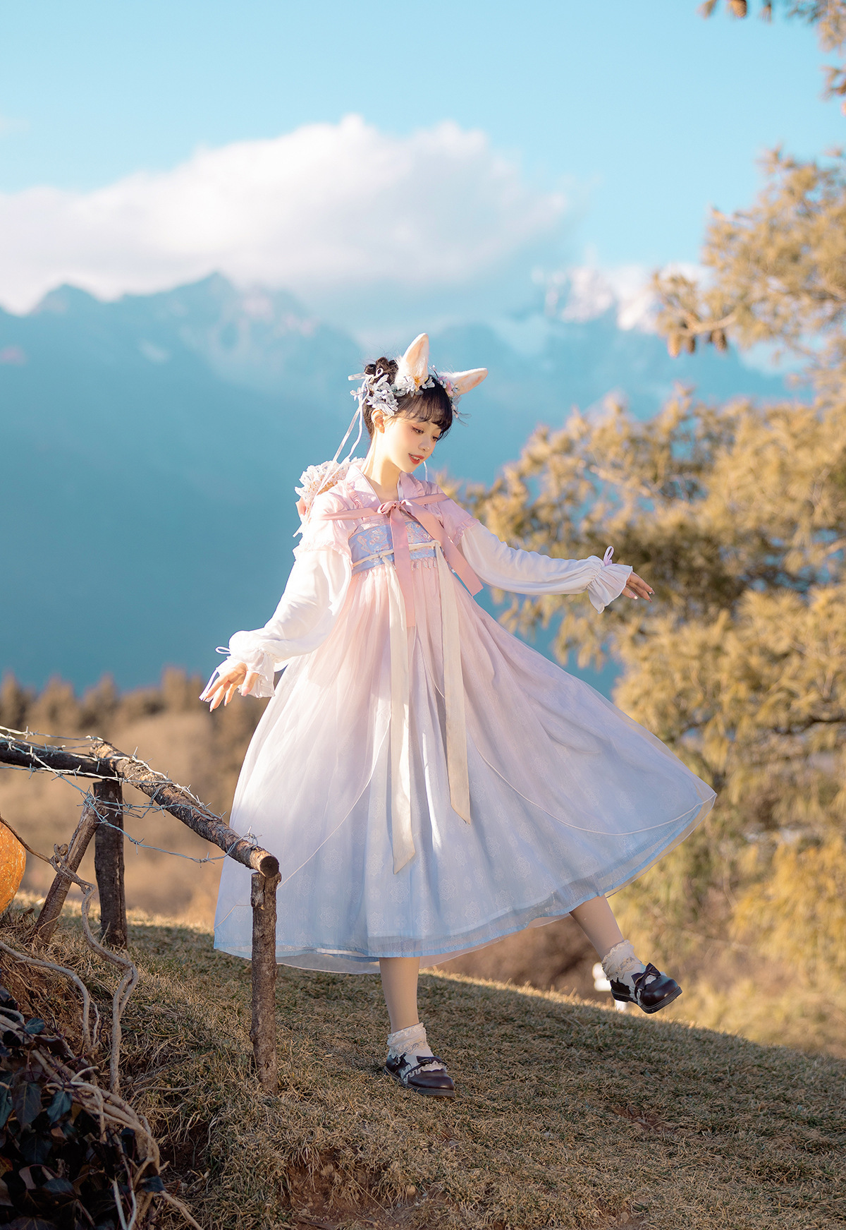 原创惊梦爱丽丝汉服女飘逸春秋中国风仙气齐胸襦裙全套6486-阿里巴巴