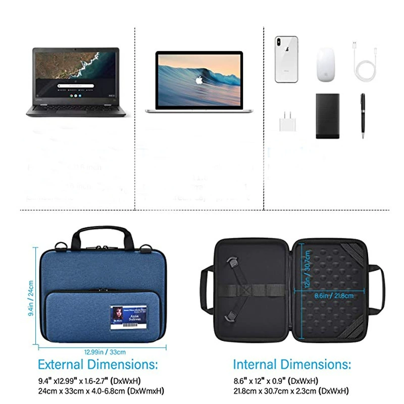 Handheld laptop with zipper, tablet liner, business version