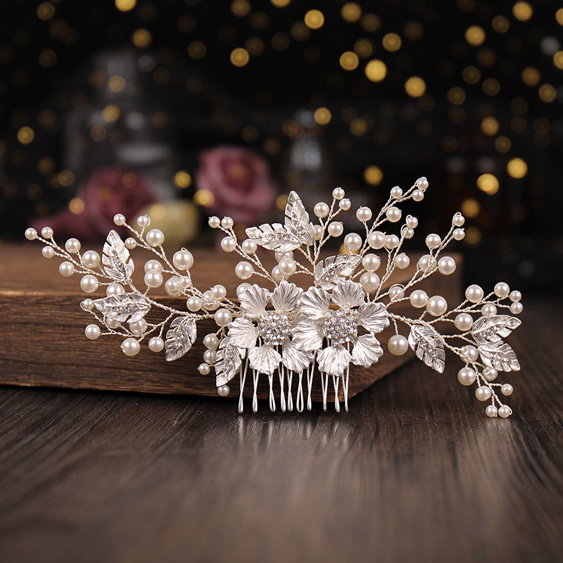 Tuanming's new hot-selling European and American hair comb alloy flower side comb hair accessories bridal pearl hair accessories
