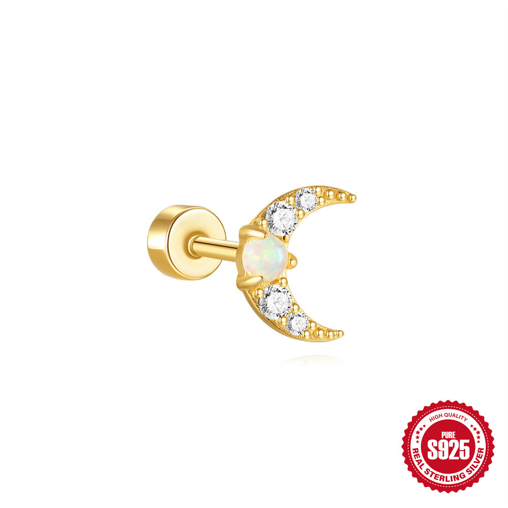 Nuevo estilo s925 plata de ley estilo caliente micro-incrustación circón flor oreja hueso clavo comercio exterior transfronterizo serie Opal arete perforador