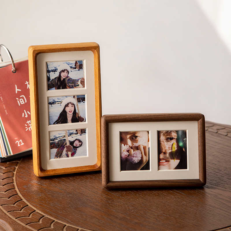 Solid Wood Polaroid Photo Frame Display Stand with Photo Printing and Printing 3inch DIY Couple Empty Frame Triptych Grid Picture Frame
