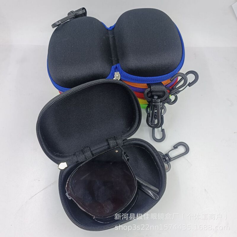 New Style Zippered Portable Folding Sunglasses Case with Hook Myopia Folding Glasses Case. Headphones