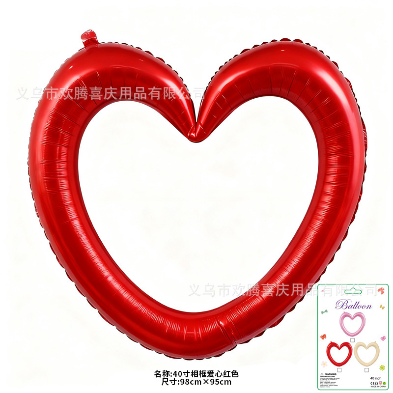 One Piece Batch Card Set of 40inch Heart-Shaped Photo Frames with Hollow Hearts for Valentine's Day Confession, Wedding Room Decoration, Party Balloons Wholesale One Piece Batch Card Set of 40inch Heart-Shaped Photo Frames with Hollow Hearts for Valentine's Day Confession, Wedding Room Decoration, Party Balloons Wholesale