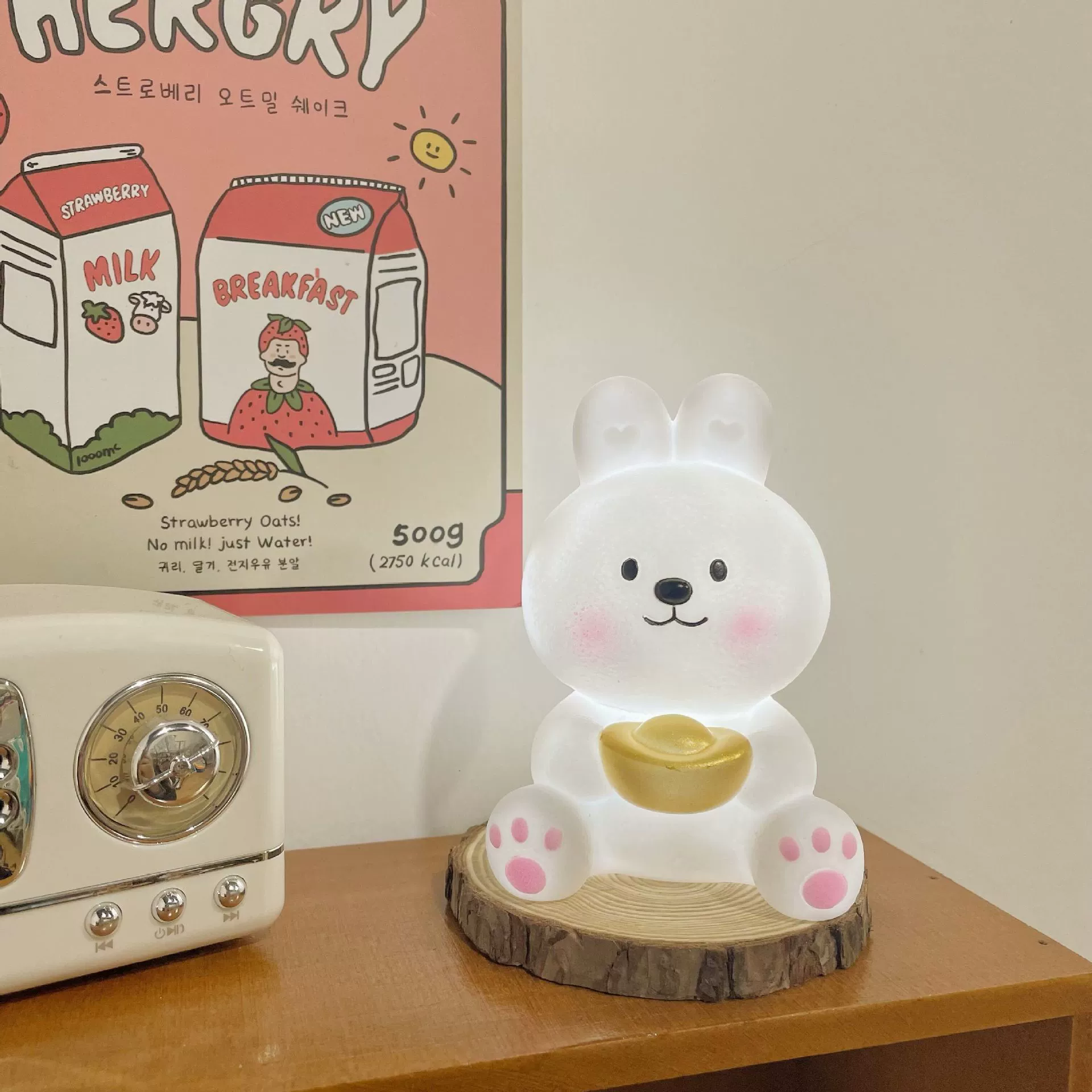 Cartoon rabbit, night light plastic for bedroom, lantern for bed