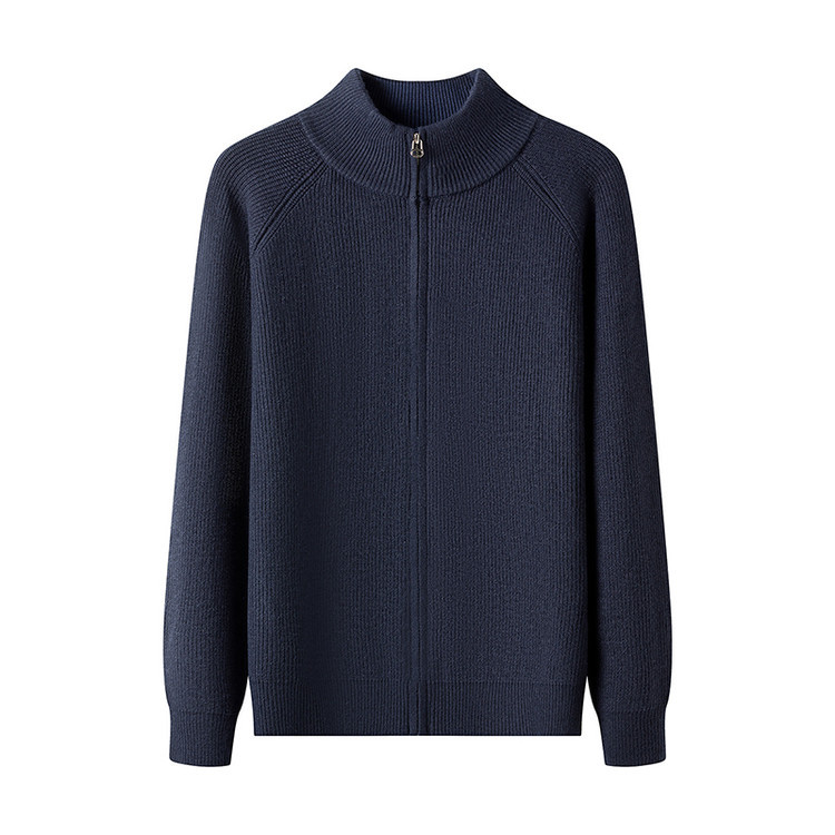 Comercio exterior transfronterizo otoño y invierno nuevo estilo de hombre collar vertical suéter de rayas camisa de punto de moda casual cardigan chaqueta