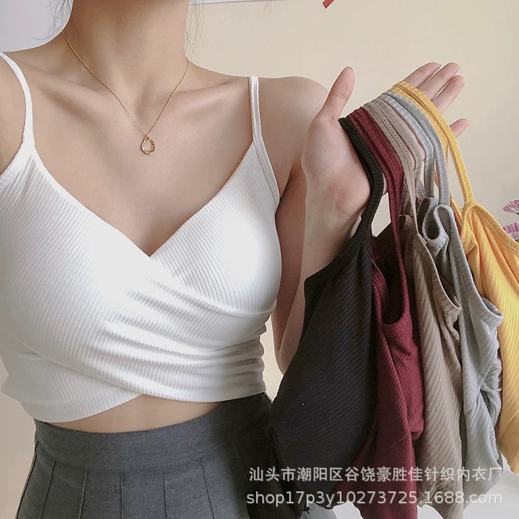 性感網紅美背吊帶女夏季洋氣內搭帶胸墊抹胸打底背心外穿上衣潮流