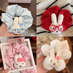 可爱米菲兔波点kt发圈女丸子头大肠头绳扎头发发绳橡皮筋发饰