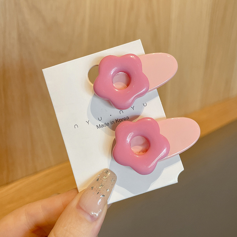 Clip de cabello coreano para adolescentes frente feminina broche clip de cabello rosa pequeño clip lateral dulce lindo tocado de cabello